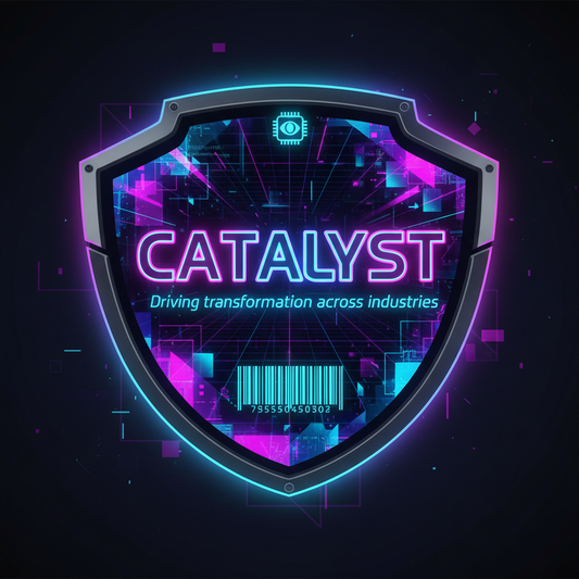 I need a sponsor badge for CATALYST type. 

The descripiton for supporter is
Driving transformation across industries

featured in design/marketing tracks, highlighted in social media and newsletters

The idea is to be in CYBERPUNK style, should contain CATALYST tier as text
